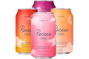 DRINK RECESS INC. Recess Mood Magnesium Supplement Drink Calming Beverage, 12 Ounce, Pack of 12 (Variety Pack, 12 Pack) *Original Flavors*