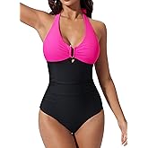 SUUKSESS Women Sexy Tummy Control One Piece Swimsuits Halter U-Wire Bathing Suit