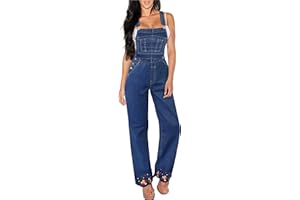 Hybrid & Company Womens Super Comfy Stretch Denim jumpsuit Pants Overalls