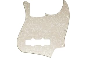 Musiclily 10 Hole Jazz Bass Pickguard J Bass Pick Guards for Fender USA/Mexican Made Standard Jazz Bass Guitar, 4Ply Parchment Pearl