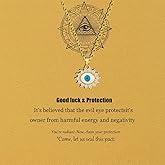 GLUBU Gold Plated Evil Eye Necklace for Women Dainty Dazzling Lucky Protection Amulet Personal Shield Spiritual Jewelry Gift with Gift Box