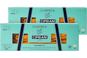 Cipriani Food Pappardelle Egg Pasta Noodles - USDA Organic Italian Pasta, Extra Wide Flat Egg Noodle Pasta from Italy, Non-GMO & Kosher - 250 Gram (Pack of 2)