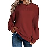 Sidefeel Women's Pullover Sweaters Casual Long Sleeve Crewneck Loose Knit Jumper Tops