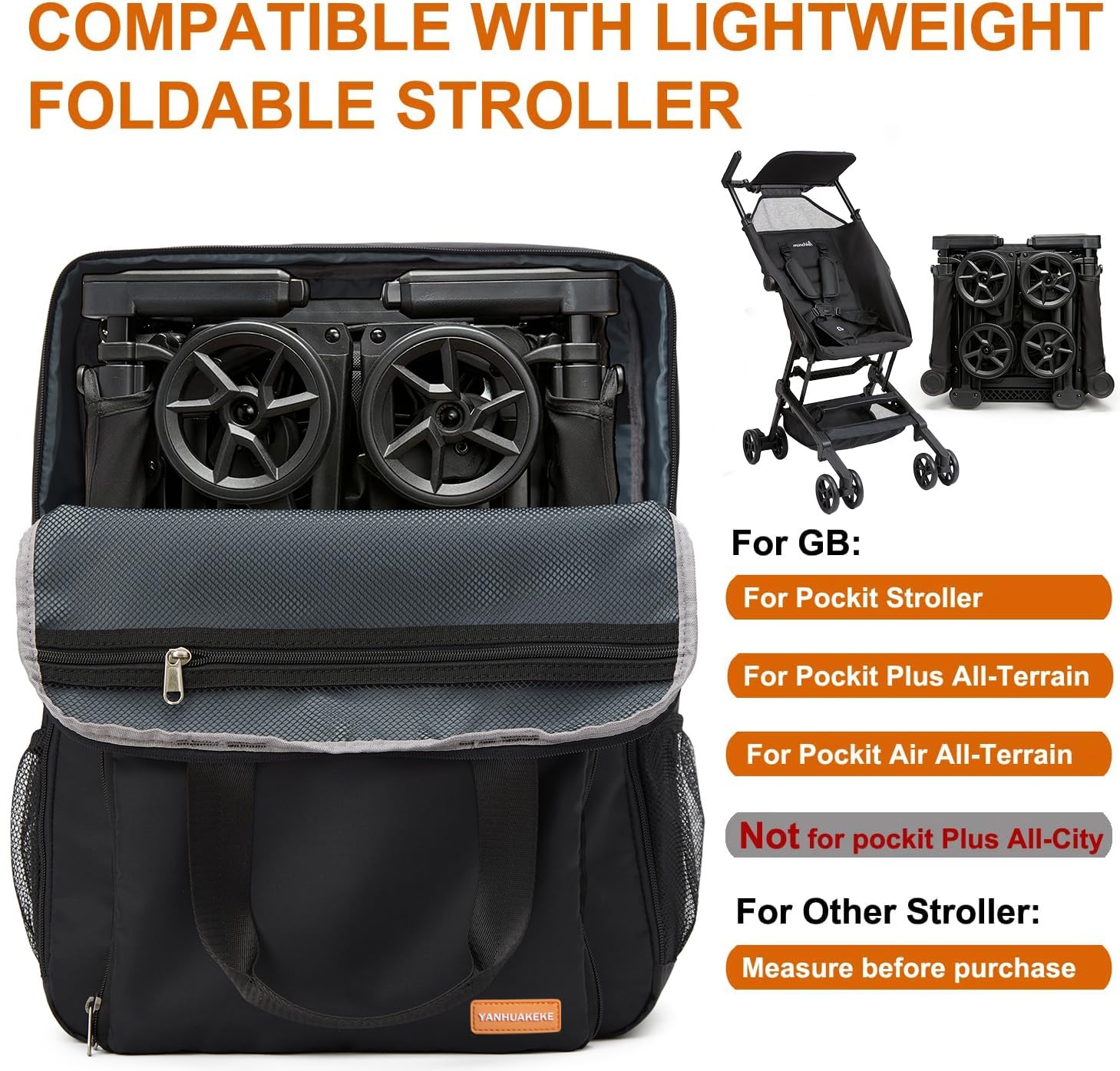 Stroller Travel Bag Compatible with GB Pockit and GB Pockit Air Plus All Terrain, Lightweight Stroller Travel Backpack for Airplane(Black)