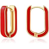 Huggie Hoop Earrings for Women, 18K Gold Plated Colorful Enamel Huggie Earrings Small Hypoallergenic Cute Jewelry Gifts