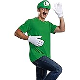Disguise Luigi Costume Kit, Official Nintendo Super Mario Halloween Costume Accessories including Hat with Mustache and Gloves, Adult Size