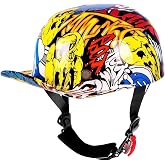 Yesmotor Motorcycle Half Helmet Baseball Cap-DOT Approved | Retro backwards hat style. Ideal for cruiser and scooter street riding. Soft,breathable inner lining.Comfortable fit.