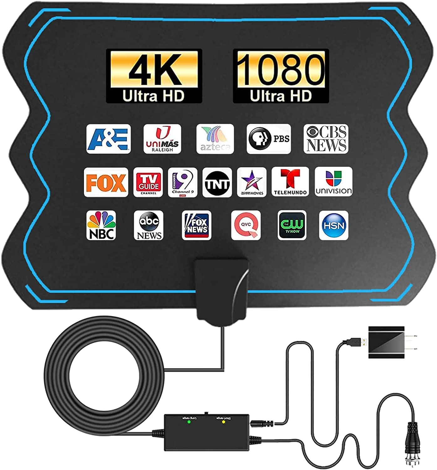 Photo 1 of 2025 Upgraded TV Antenna for Local Channels, 1900+ Miles Range Digital TV Antenna Indoor Outdoor with Amplifier Signal Booster, HD Antenna Supports 4k, 1080p for All Smart/Old TV - 16ft Coax Cable
