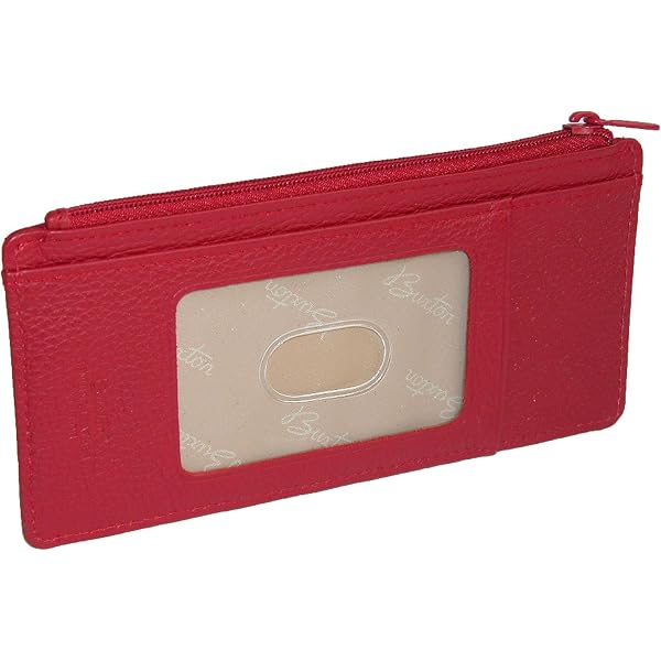 Julia Buxton Hudson Pik-Me-Up Large ID Coin/Card Case - Red, Butter Soft Leather, Zip Compartments