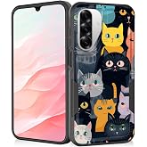 Vobber for Galaxy A17 5G Case,Heavy Duty Dual Layer Hybrid Hard PC Soft Rubber Shockproof Protective Rugged Bumper Case for Samsung Galaxy A17 5G 6.7 Inch 2025,Cute Cartoon Cat