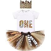 IBTOM CASTLE Farm Cow Giraffe Party Outfit for Baby Girl 1st Birthday Princess Romper+Tutu Skirt Set+Headband Photo Shoot