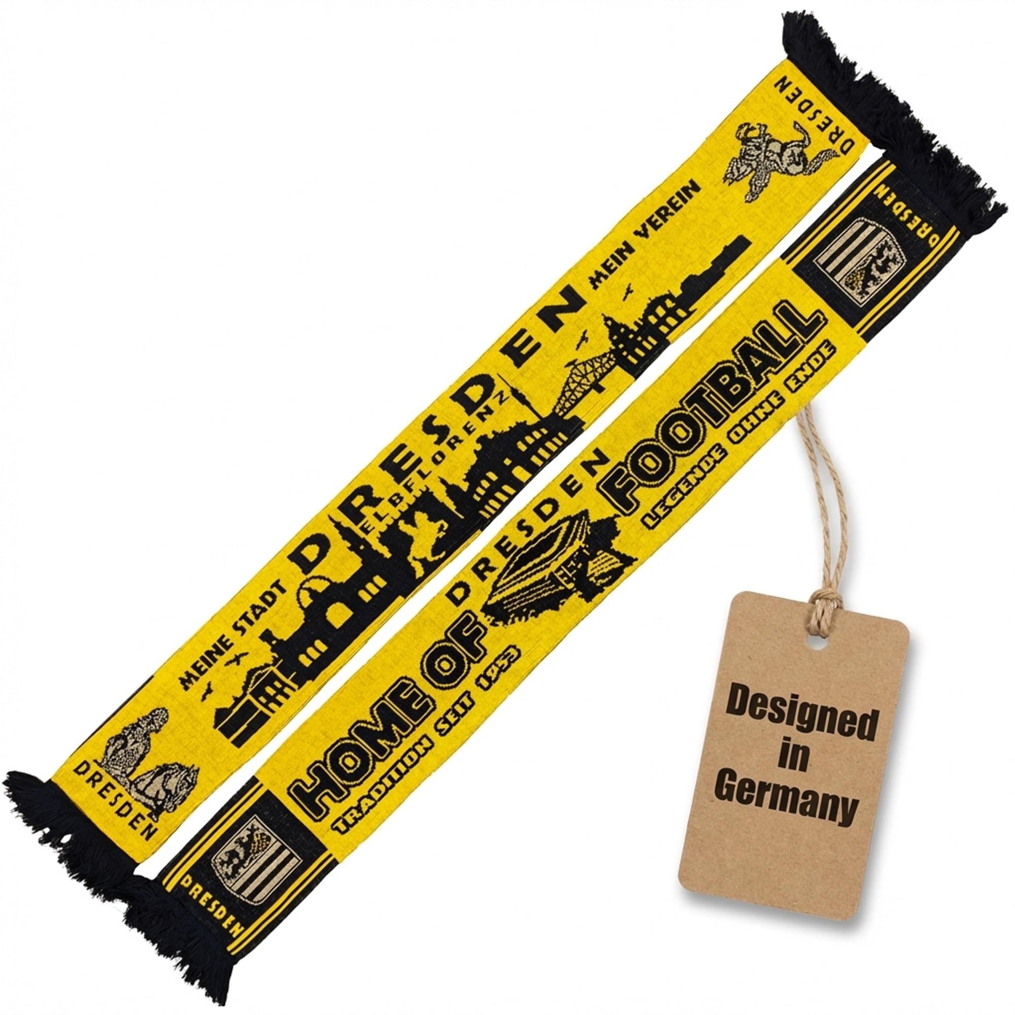 Generisch Dresden Scarf Skyline/Stadium (Knitted Scarf), Black / Yellow, One Size