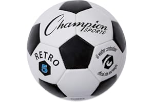 Champion Sports® Retro Soccer Ball – Classic Black & White Design, Soft-Touch TPU Cover, All-Weather Ball for Club Play, Gym Class & Recreation, Multiple Sizes
