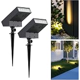 SOTTLOT Solar Spot Lights Outdoor, Solar Pathway Lights, Metal Ground Spike | 4 Working Modes, 500LM Solar Landscape Light, IP65 Waterproof Solar Powered Outdoor Lights for Lawn Yard Garden Patio, 2pcs