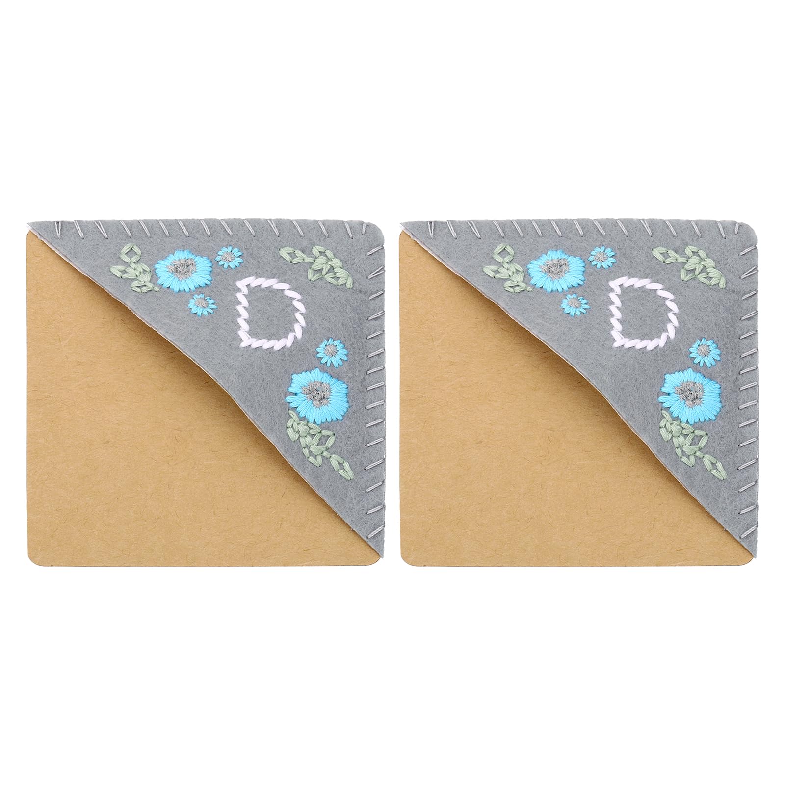 PATIKIL 2pcs Corner Bookmark, Letter Book Mark Personalized Embroidered Bookmark Cute Letter Book Mark Flower Felt Triangle for Reading Women Men Book Lovers Gift Teacher, Grey, Letter D