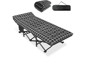 ATORPOK Camping Cot for Adults with Cushion Comfortable, Portable Folding Bed for Sleeping, Lightweight Folding Bed with Carr