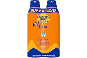 Banana Boat Sport Ultra SPF 30 Sunscreen Spray | Banana Boat Sunscreen Spray SPF 30, Water Resistant, Oxybenzone Free, 6oz each Twin Pack