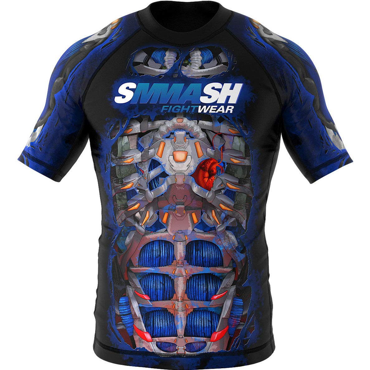 SMMASH Men's Short Sleeve Rashguard, Functional Shirt MMA BJJ Kickboxing Thai Boxing Cross-Training Fitness, Breathable T-Shirt, Professional Sportswear for Men with Silver Ion Fibres