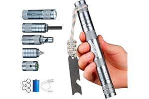 GANETECK SMART LIGHTING FOR LIFE Camping Survival Kits, 9 in 1 Multitool Survival Kit with Flashlight, Fire Starter, Whistle, Glass Breaker, Compass, Paracord, EDC Stocking Stuffers and Gifts for Men Women (Gray)