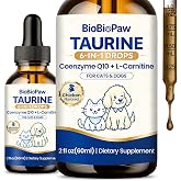 Taurine for Cats &amp; Dogs Liquid Drops with L-Carnitine, CoQ10, Omega-3 | Taurine Supplement Supports Heart, Immune, Brain, Vision, Metabolism &amp; Vitality for Kitty Made in USA 60 ml (Chicken Flavor)
