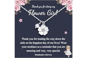 PINKDODO Flower Girl Necklace Pearl Flower Charm Necklace Wedding Jewelry Gifts for Flower Girl