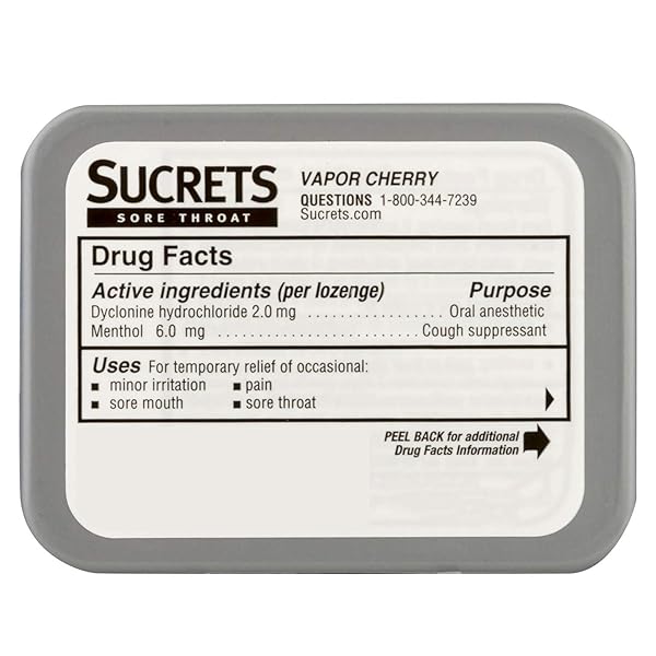 SUCRETS LOZENGES, SORE THROAT & COUGH VAPOR CHERRY, 18 CT (PACK OF 3)
