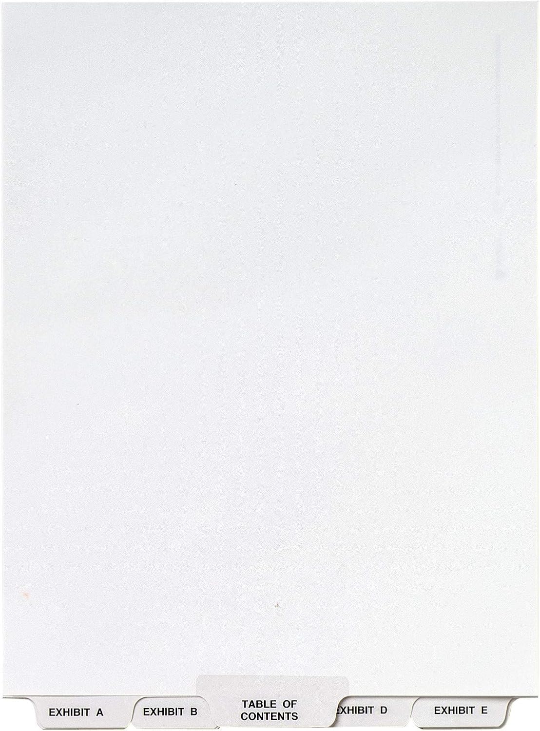 Avery Avery-Style Lgl Bottom Tab Dividers, 27-Tab, Exhibit A-Z, Letter Size (8.5 x 11), White, 27 per Set (11376) : Binder Index Dividers : Office Products