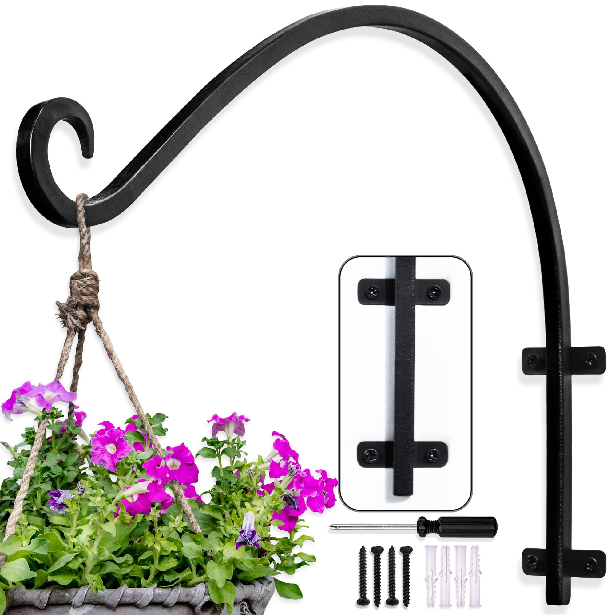Photo 1 of AJART Plant Hanger Bracket Outdoor: 16-Inch Metal Bird Feeder Wall Hook - Heavy Duty Plant Hanger Hooks for Hanging Flower Baskets
