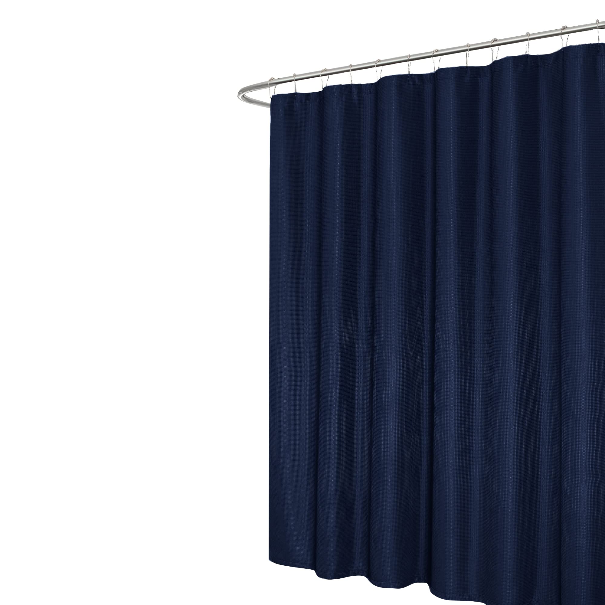 Dainty Home Hotel Spa Luxury Collection Waffle Weave Textured Fabric Shower Curtain, Navy Blue