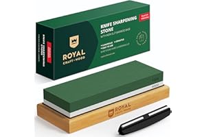 Universal Knife Sharpening Stone w/Dual Grit 1000/6000 for Kitchen Knife Set, Chef Knife, and more - Whetstone Sharpening Kit with Angle Guide, Non-Slip Silicon and Bamboo Bases by ROYAL CRAFT WOOD