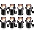 SUNVIE 12W Low Voltage Landscape Lights Waterproof Outdoor In-Ground Lights Shielded LED Well Lights 12V-24V Warm White Landscape Lighting for Pathway Garden Fence Deck, 8 Pack with Wire Connectors