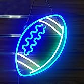 Blue Neon Signs Football Shape Neon Lights for Wall Decor Led Light Up Sign for Bedroom Kids Rugby Game Room College Party Christmas Gifts
