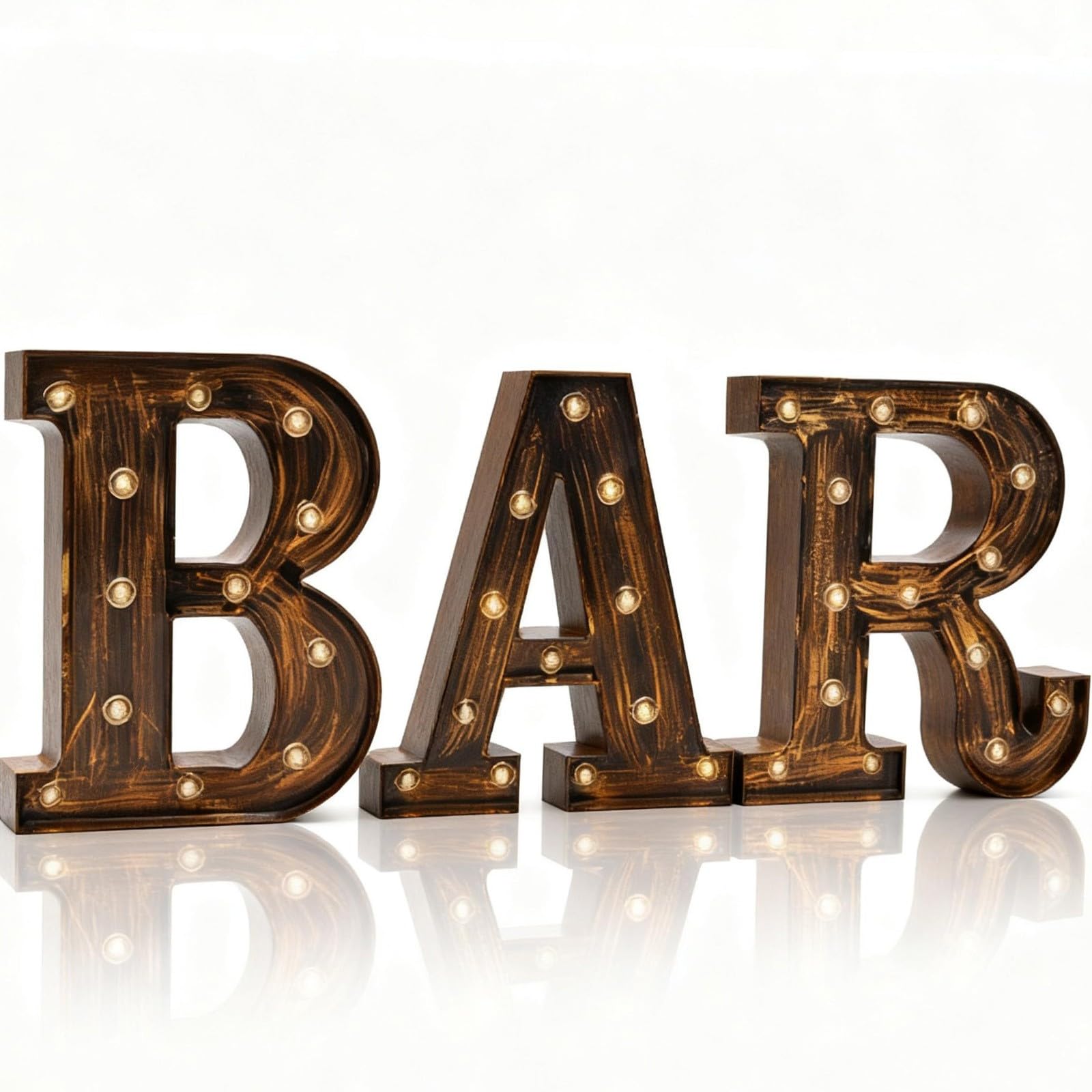 Photo 1 of BAR - Illuminated Marquee Bar Sign for home decor - Light up LED Marquee Word Sign - Pre-Lit Pub Light Battery Operated (23.03-in x 8.66-in) (Vintage)