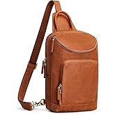 S-ZONE Sling Bag for Women Men Genuine Leather Vintage Crossbody Chest Bags Backpack Daypack Outdoor Travel