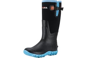 HISEA Women's Mid Calf Rain Boots Waterproof Rubber Boot for Garden Mud Working