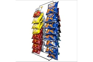 Clip Strip Snack Rack Countertop Display Stand, Metal, 2 Rows, 30 Clips, Black, holds Potato Chips Bags, Candy at Retail, Deli, Cafe, Convenience Stores, Product Merchandising Corp.,1 Count