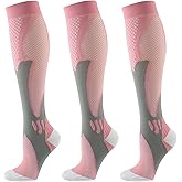nemokamai Compression Socks for Women Men Circulation Knee High 3 Pairs for Nurses, Running, Travel, Athletic