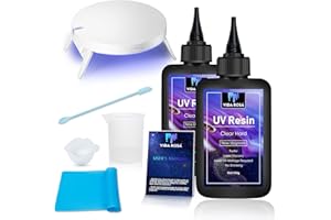 VIDAROSA VIDA ROSA 200g UV Resin Kit with Upgraded UV Light 24W,Silicone Stir Rod, Measuring Cup and Silicone Pad-Ultraviolet Epoxy Resin Hard,UV Resin Starter Jewelry Making Kit for Craft Beginner