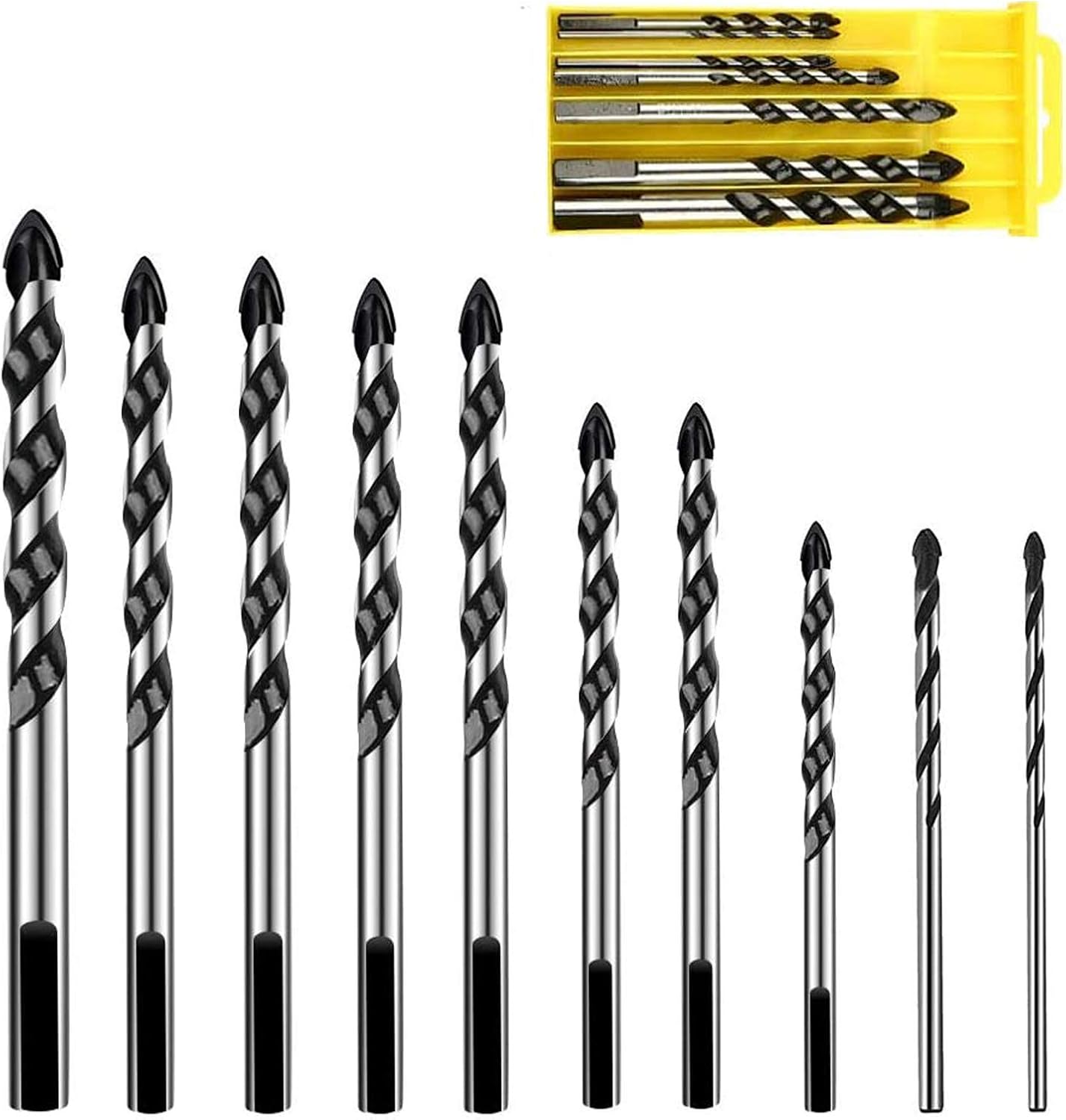 Carbide Drill Bits Set, 10Pcs Tungsten Drill Bits Masonry Drill Bits
