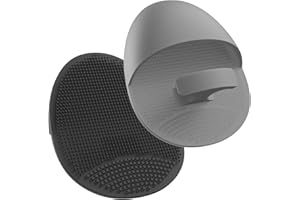 Manmihealth Soft Silicone Face Scrubber Exfoliator 2 Pack,Silicone Handheld Manual Facial Cleansing Brush, Face Washing Pad for Pore Cleansing Blackhead Removing Massaging(Black+Gray)