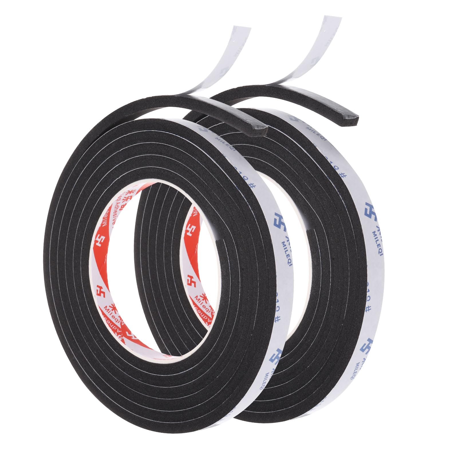 PATIKIL 2m/6.6ft Sealing Foam Tape, 2 Pack 1cm Wide 5mm Thick Single Sided Weather Stripping Door Seal Strip for Window Door Insulation, Black