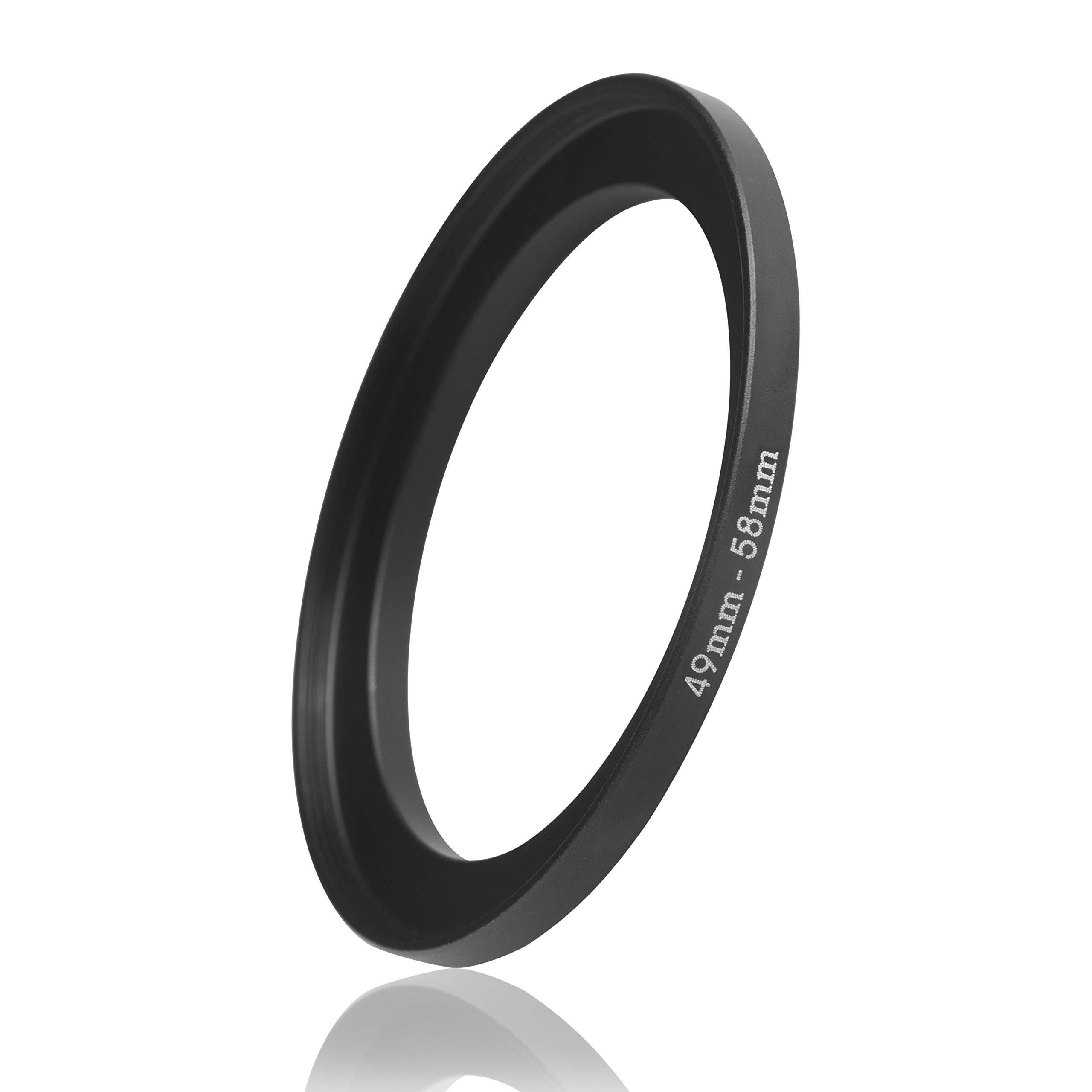 Ares Foto® Step-Up Lens Adapter Ring for Filters, Made of CNC Machined Metal with Matte Black Electroplated Finish (49mm – 58mm)