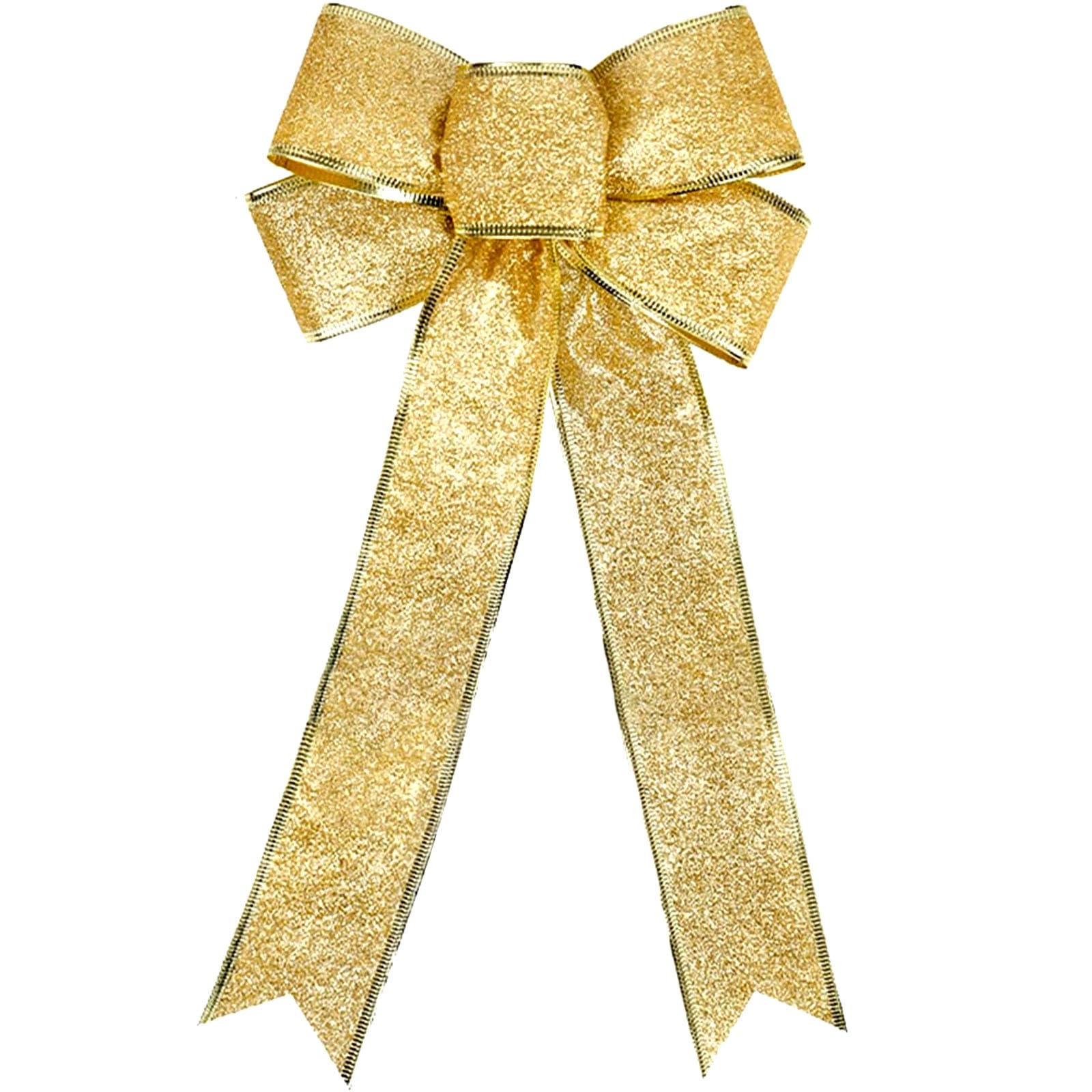 Photo 1 of 16 Inch Christmas Bow Large, Gold Glitter Christmas Tree Topper Bow for Outdoor Christmas Decor, All-Weather Xmas Door Bow with Gold Edge for Home Decor