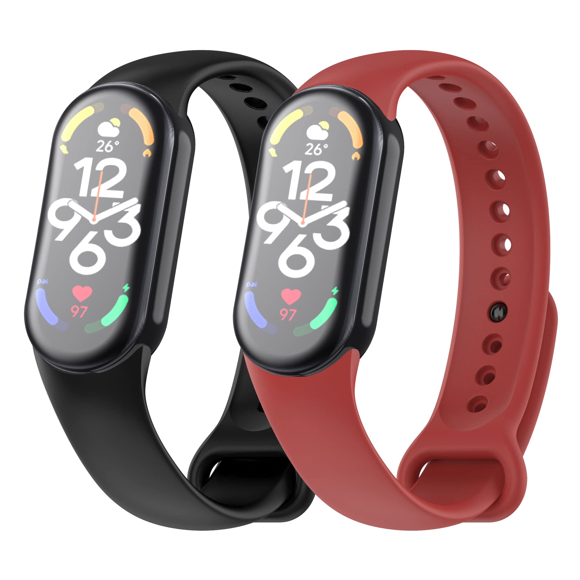 KUTEWEU Strap Compatible with Xiaomi Mi Band 8 Watchband, Silicone Replacement Bands,Adjustable Wristband Bracelets Straps for Xiaomi Band 8 Smartwatch Accessories (Black+Red)