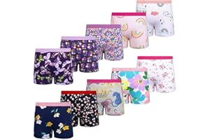 BIG ELEPHANT 10 Pack Toddler Girls' Underwear Boxer Briefs，100% Cotton Super Soft Breathable Panties (3T-10Y)