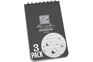 Rite in the Rain All-Weather Top-Spiral Notebook, 3" x 5", Gray Cover, Universal Pattern, 3 Pack (No. 835-3), Grey