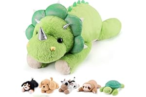 gnomantic Triceratops Weighted Stuffed Animals - 22 Inch 4.5 Pounds Weighted Plushies Dinosaur Stuffed Animals - Big Dino Plush Pillow - Cute Plush Toy Gifts for Kids & Adults (22" 4.5 lbs)