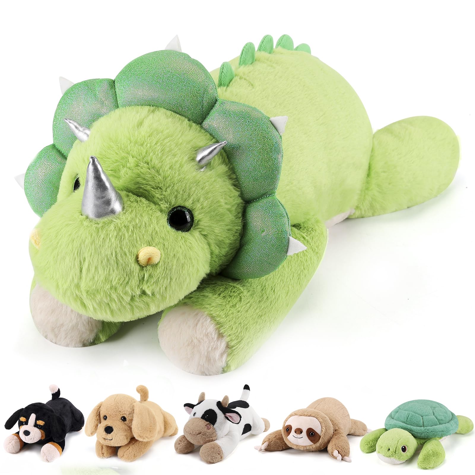 Photo 1 of gnomantic Triceratops Weighted Stuffed Animals - 22 Inch 4.5 Pounds Weighted Plushies Dinosaur Stuffed Animals - Big Dino Plush Pillow - Cute Plush Toy Gifts for Kids & Adults (22" 4.5 lbs)