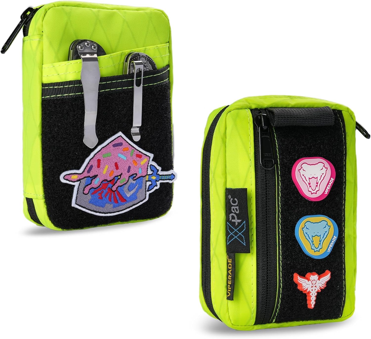 VIPERADE VE26 EDC Pouch Organiser with 11 Compartments, Small Tool Pouch with DIY Patches Area, Micro EDC Pocket Organiser for Mutitools