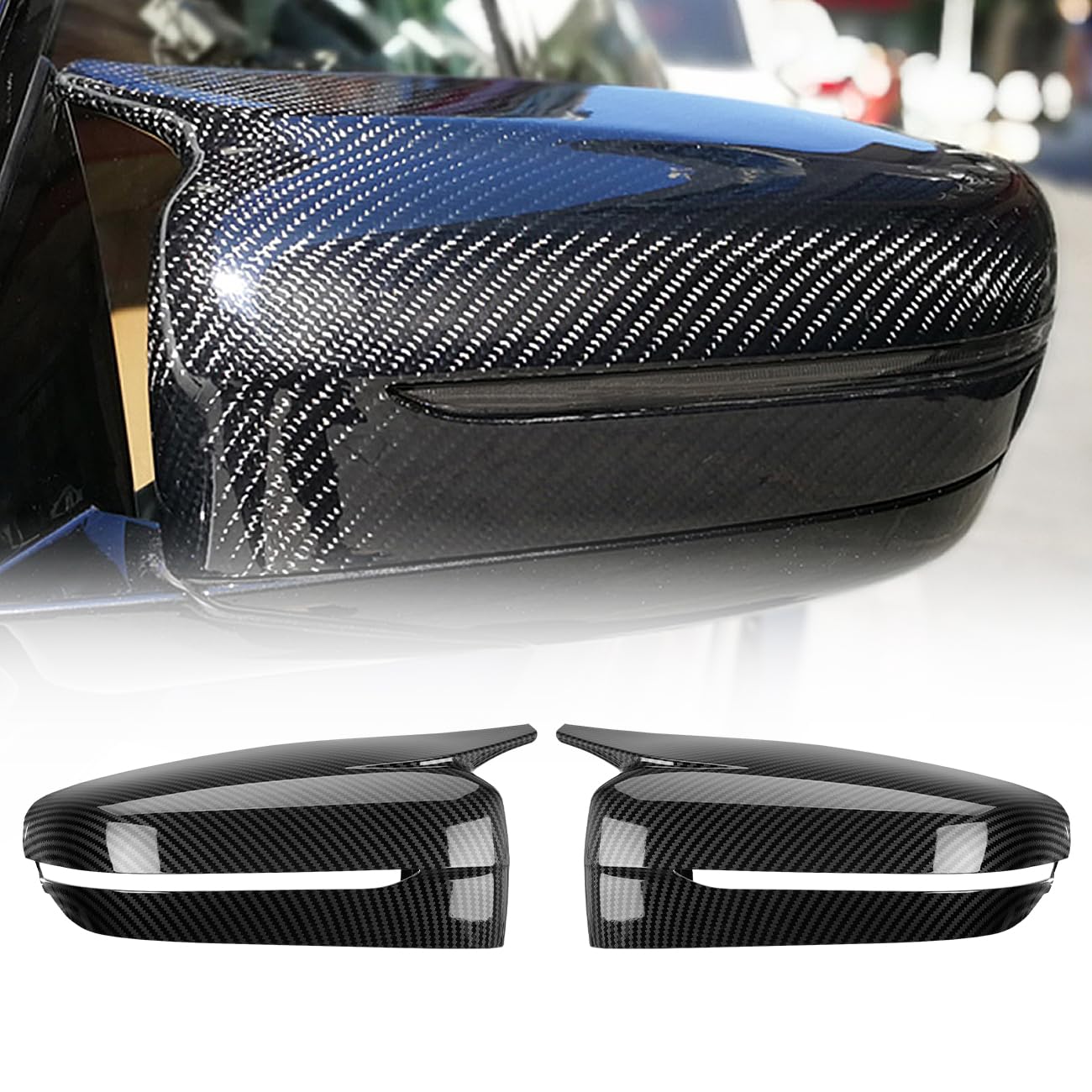 Photo 1 of ACLONG Carbon Fiber Mirror Cover Caps Rearview Side Mirror Covers Compatible with BMW 2017 2018 2019 2020 2021 2022 G20 G21 G30 G31 G11 G12 G14 G15 G16-1 Pair